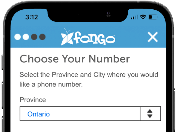 choosing your number in the Fongo Mobile app