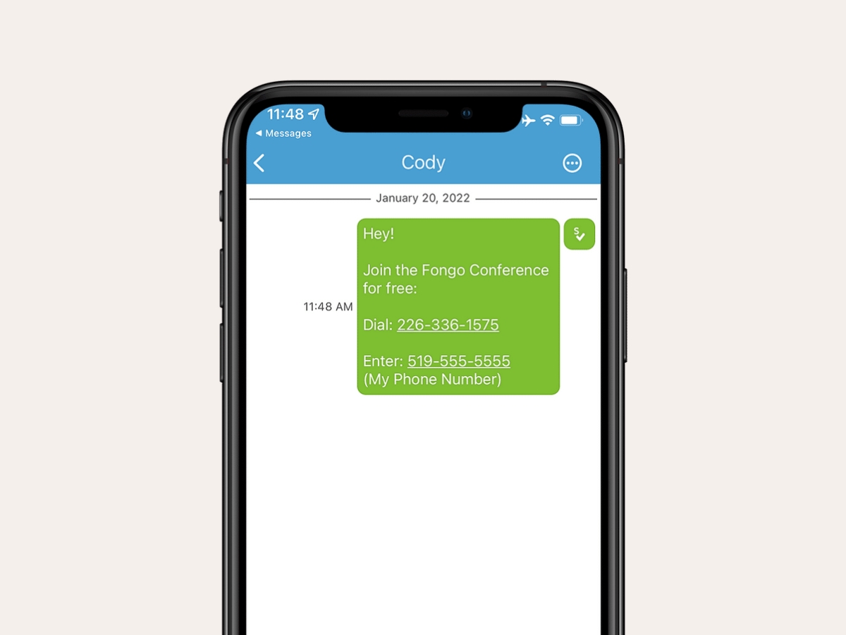 fongo mobile conference calling invite message