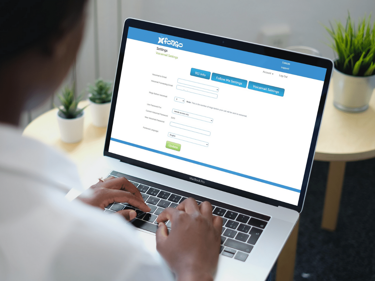 fongo voicemail settings while logged in online