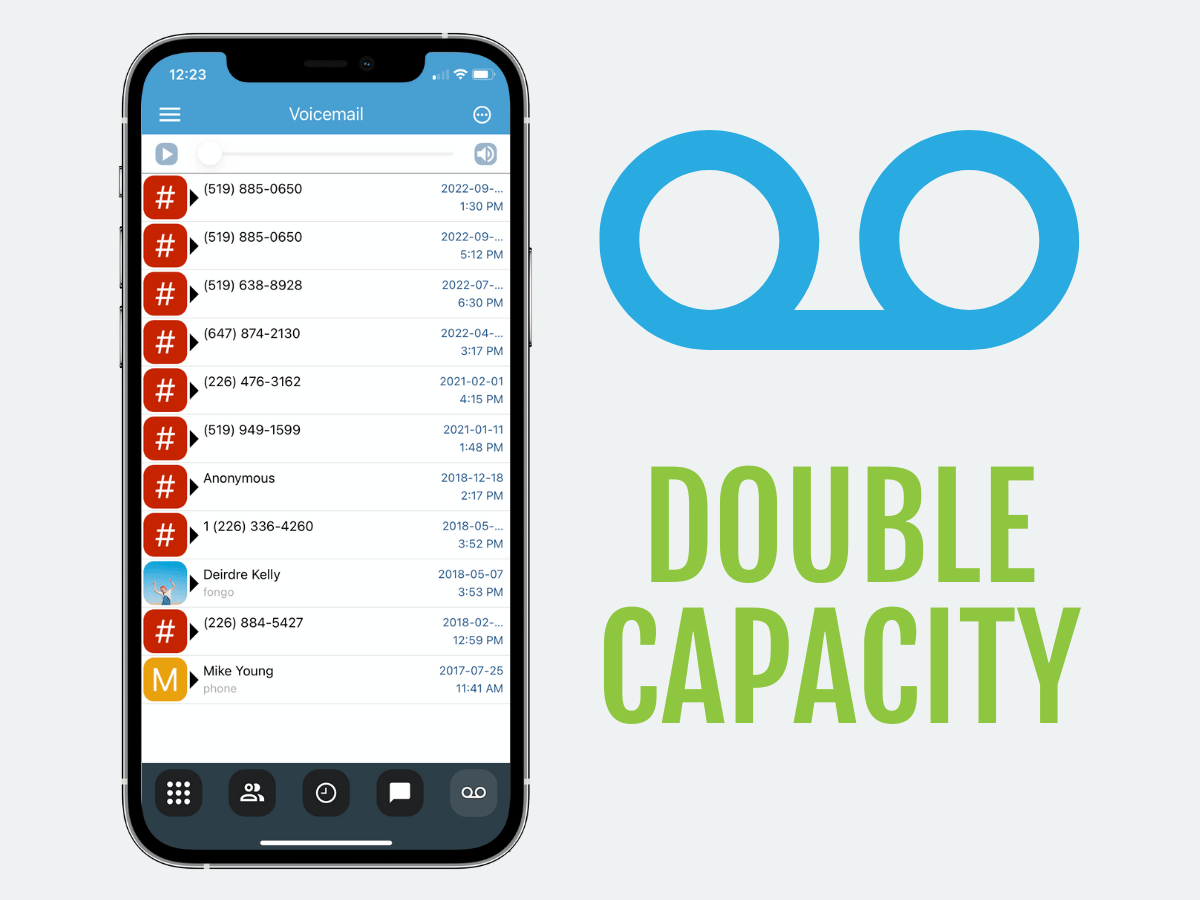 voicemail double capacity fongo plus