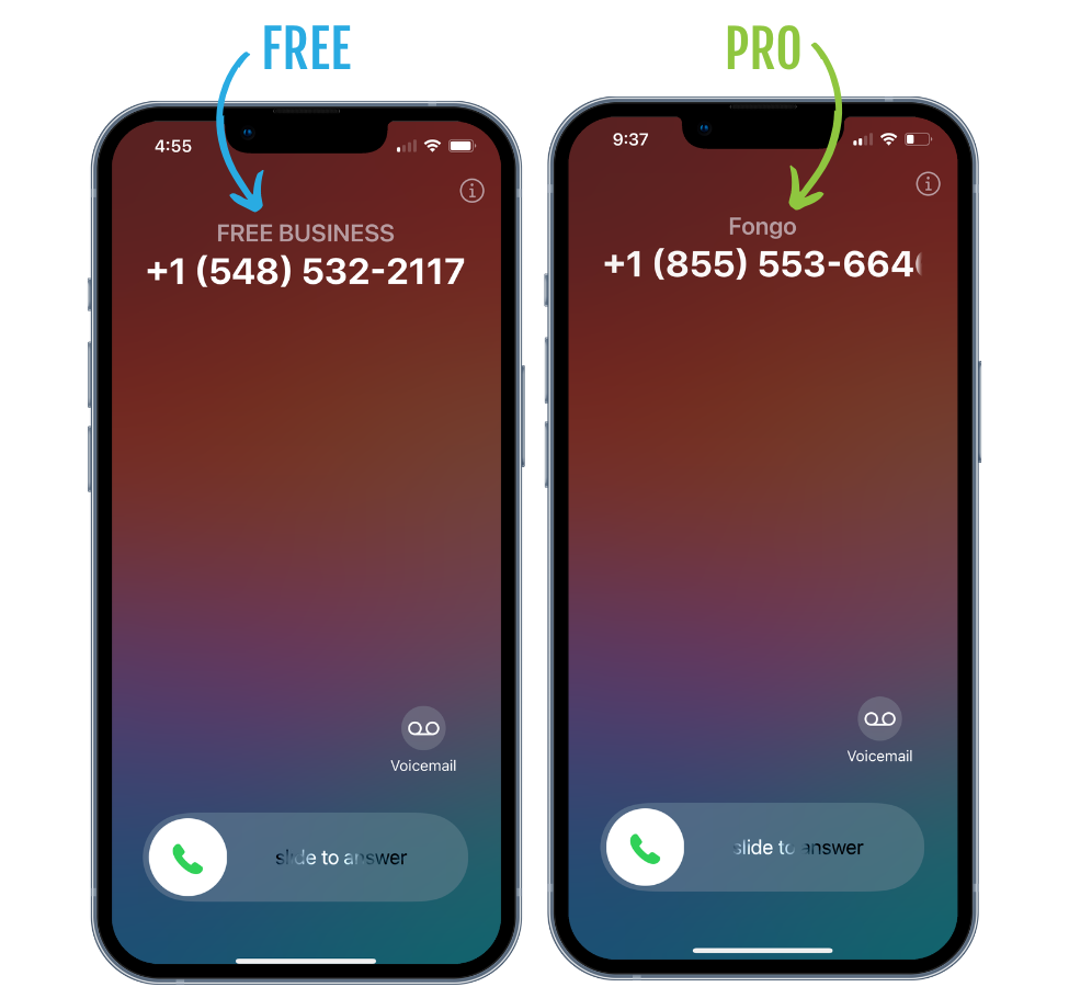 FW Caller ID – Webpage Graphic Caller ID - Free vs Pro
