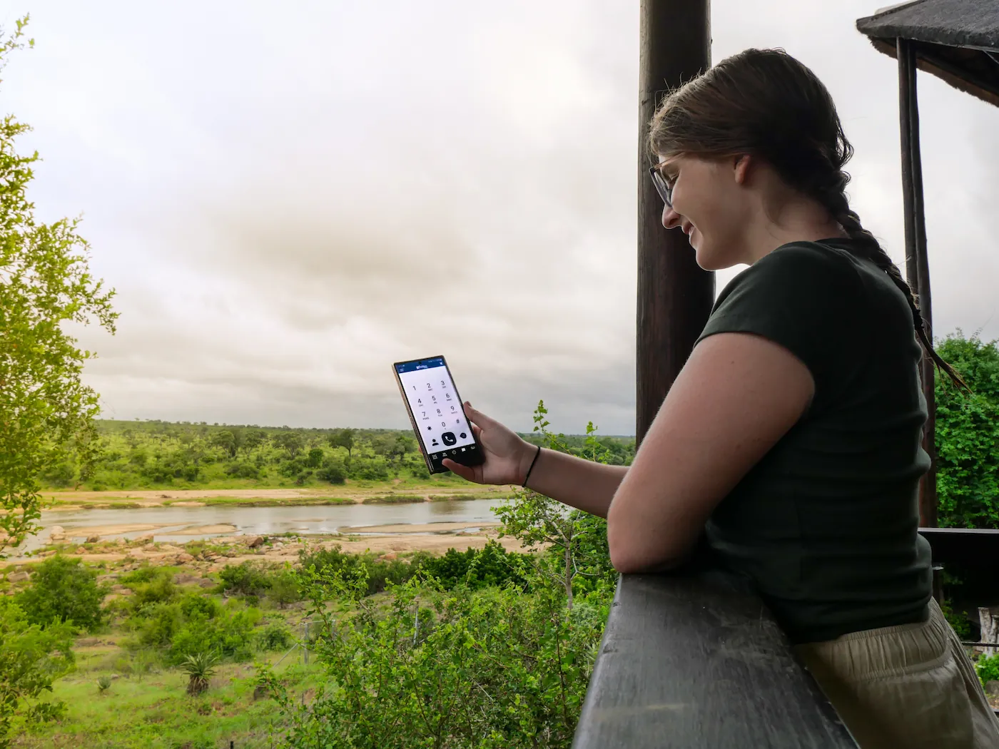 Katie using Fongo on her phone