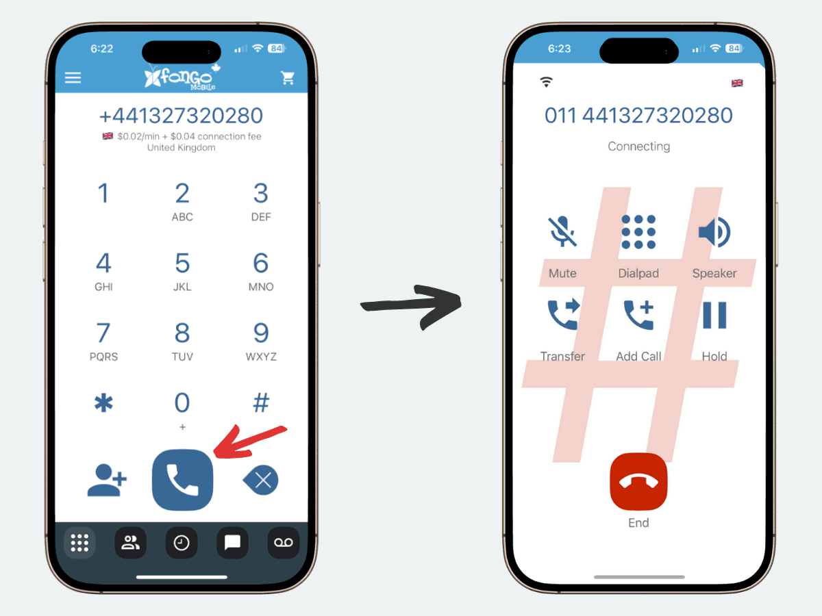 calling an international number with Fongo Mobile