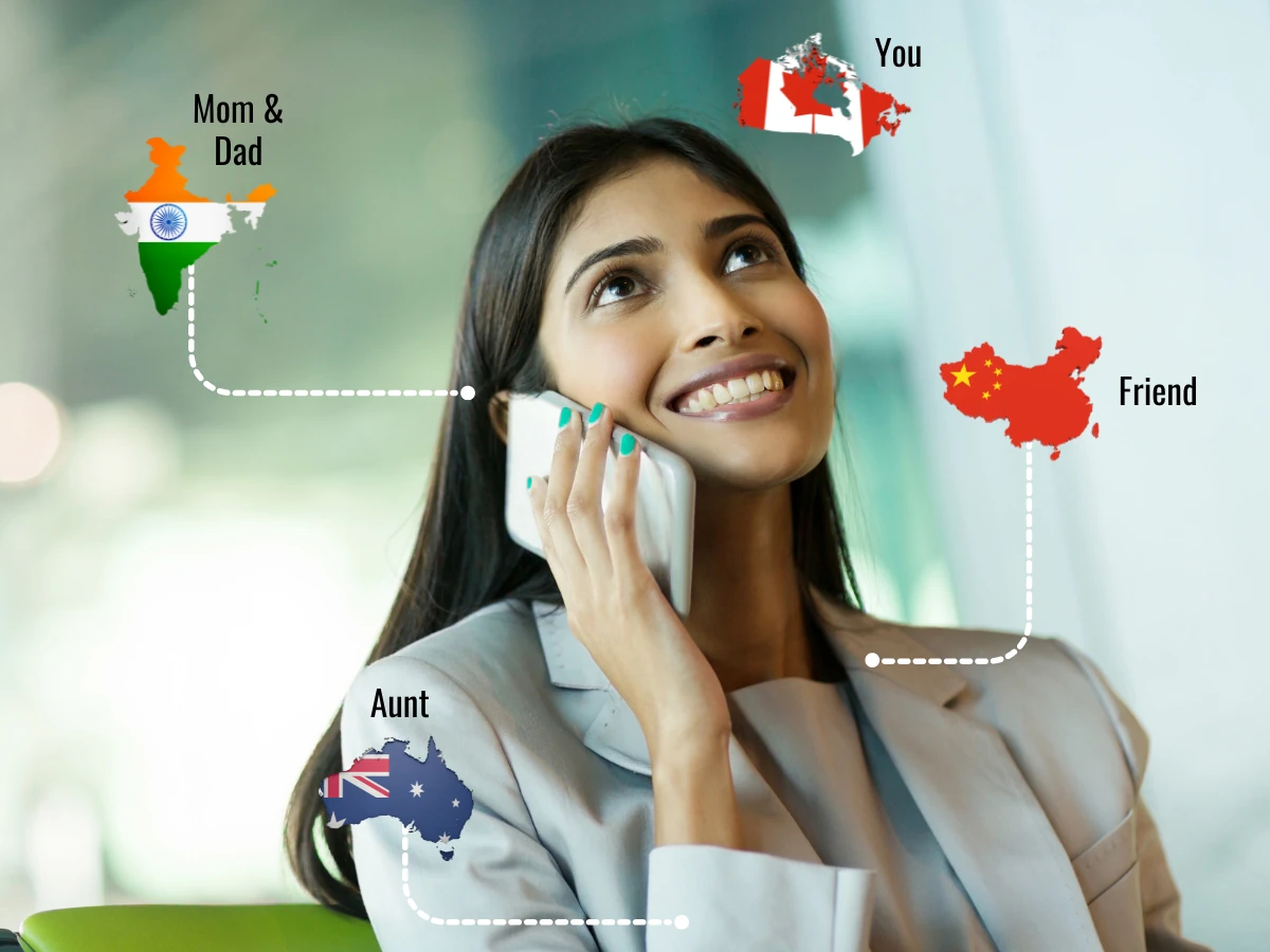 Woman communicating abroad
