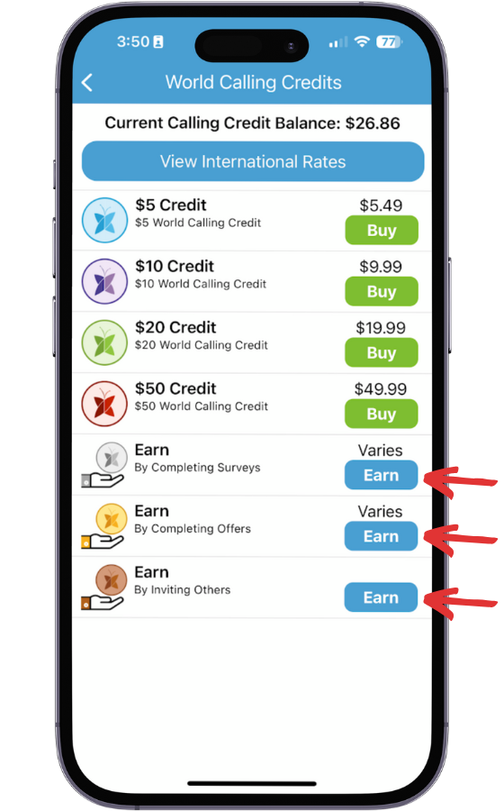 Choose one of the “Earn” options.