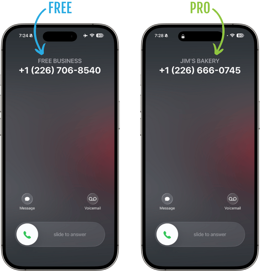 Caller ID - Free vs Pro